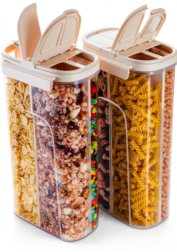 ZENFUN Airtight Pasta Containers 2-Pack 108 FL OZ with 4 Compartments-0