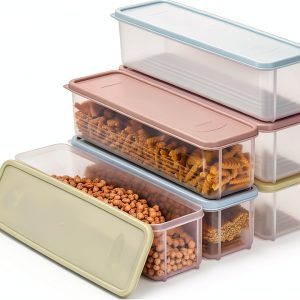 Elsjoy 6 Pack Pasta Container – Stackable Spaghetti Storage with Lid-0