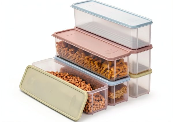 Elsjoy 6 Pack Pasta Container – Stackable Spaghetti Storage with Lid-0