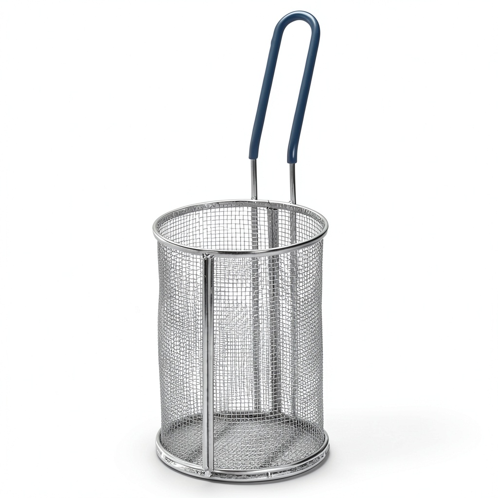 Installing Tablecraft Round Pasta Basket - Stainless Steel 5-1/4 x 7 Inch on a kitchen countertop