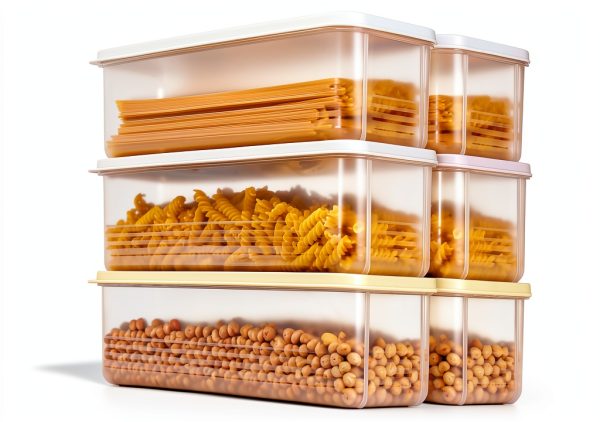 Elsjoy 6 Pack Pasta Container – Stackable Spaghetti Storage with Lid-1
