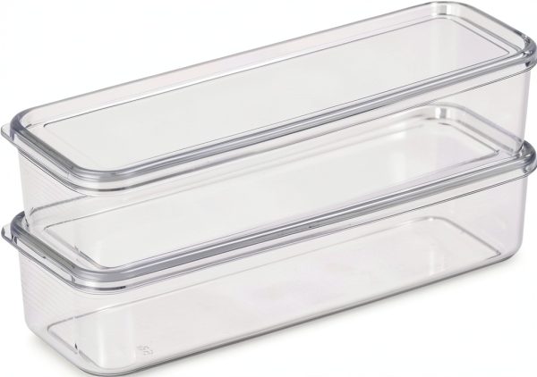 RAYNAG Plastic Spaghetti Noodle Containers 2 Pack Airtight Rectangular-0
