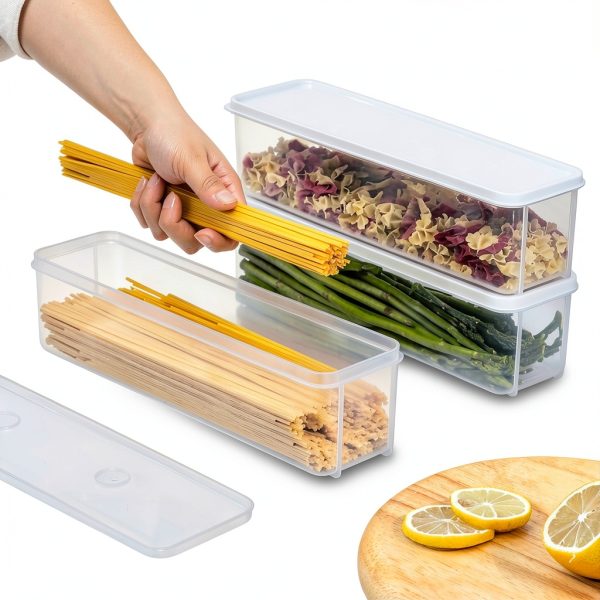 Elsjoy 6 Pack Pasta Container – Stackable Spaghetti Storage with Lid-8