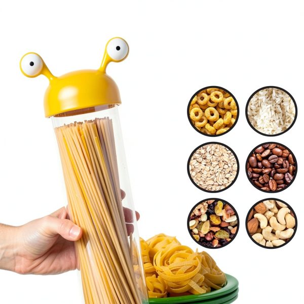 Noodle Monster Spaghetti Container OTOTO BPA Free Glass Pasta Holder-4