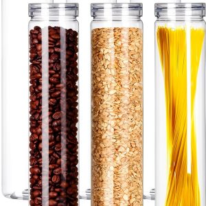 Clear Plastic Food Storage Jar Cheeren 6‑Piece Stackable 11.8"-0
