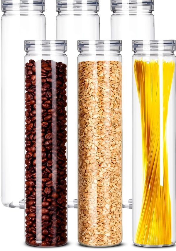 Clear Plastic Food Storage Jar Cheeren 6‑Piece Stackable 11.8"-0