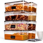 Vtopmart Airtight Food Storage Containers with Lids 8PCS Set 3.2L, Plastic Spaghetti Container for Pasta organizer, BPA Free Air Tight House Kitchen Pantry Organization-0