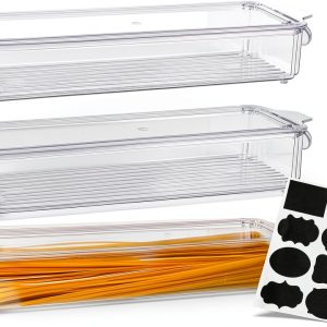 Pasta Storage Container Yomjarl Food Storage Airtight Stackable 3‑Pack-0
