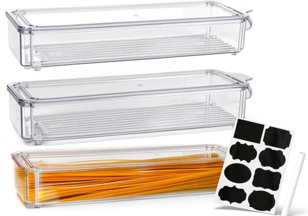 Pasta Storage Container Yomjarl Food Storage Airtight Stackable 3‑Pack-0