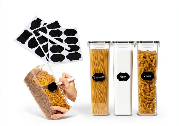 Vtopmart Airtight Food Storage Containers with Lids, 4 PCS 2.8L Pasta Containers for Pantry Organization and Storage, BPA Free Kitchen Canisters for Spaghetti, Flour, Sugar and Noodles, Black-4