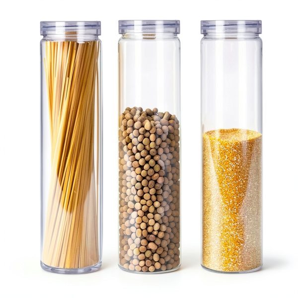 Clear Plastic Food Storage Jar SCWBOEII 3 Pack Shatterproof Containers-2