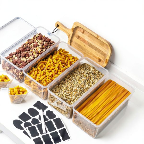 Vtopmart Airtight Food Storage Containers with Lids 8PCS Set 3.2L, Plastic Spaghetti Container for Pasta organizer, BPA Free Air Tight House Kitchen Pantry Organization-5