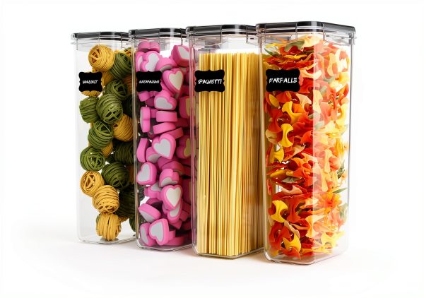Pasta Containers 4 Pack 2.8L Airtight Storage with Durable Lids-0